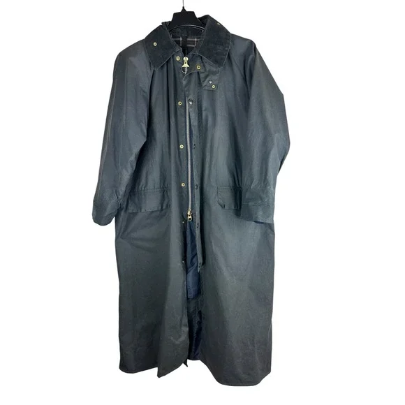 Vintage Barbour Burghley A170 Long Jacket Mens C42 Wax Equestrian Trench Coat - Picture 3 of 16